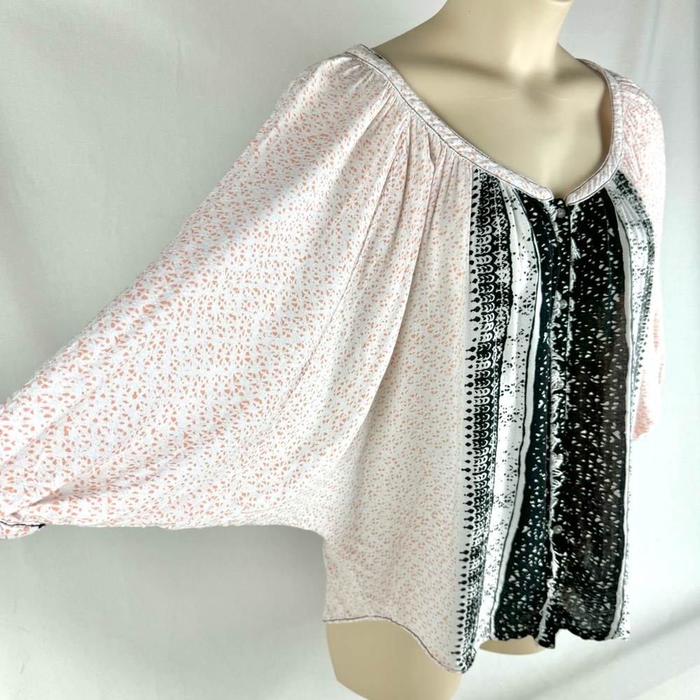 Free People Batwing dotted button down blouse women’s medium